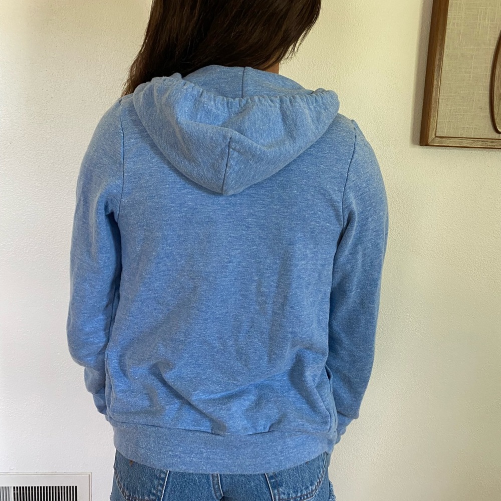 American apparel f497 xs Heather blue zippered hooded sweatshirt
